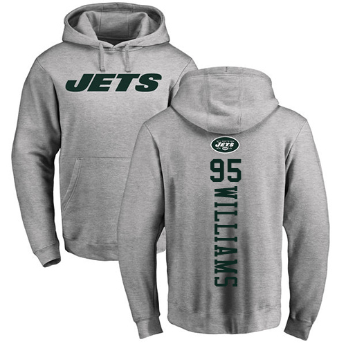 New York Jets Men Ash Quinnen Williams Backer NFL Football #95 Pullover Hoodie Sweatshirts